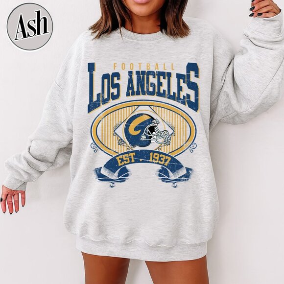 Los Angeles Football Vintage Style Crewneck Sweatshirt 17 - Picture 1 of 5